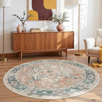 Rugxara 4ft Circle Rug, Soft Round Boho Rug, Washable Non Slip Area Rug by Rugxara