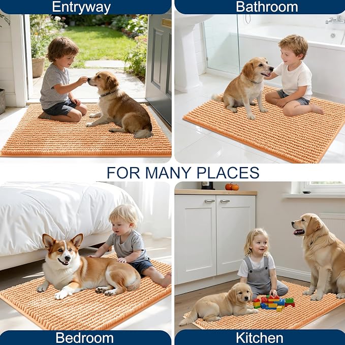 OLANLY Dog Door Mat for Muddy Paws 36x24, Ultra Absorbent Chenille Mud Doormat - Image 8
