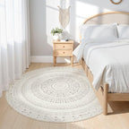 cotiled 6x6 Round Area Rugs Living Room Rug: Washable Boho Rugs - Image 2
