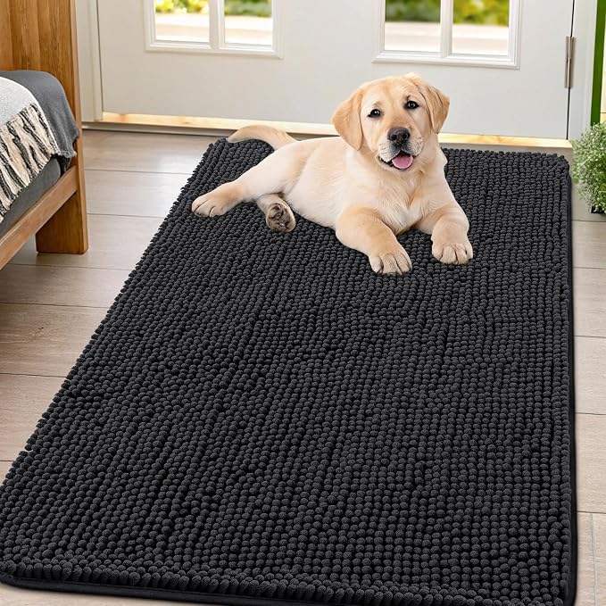 Smiry Dog Door Mat for Muddy Paws 47x32, Absorbent Dirt Trapper, Non-Slip by Smiry