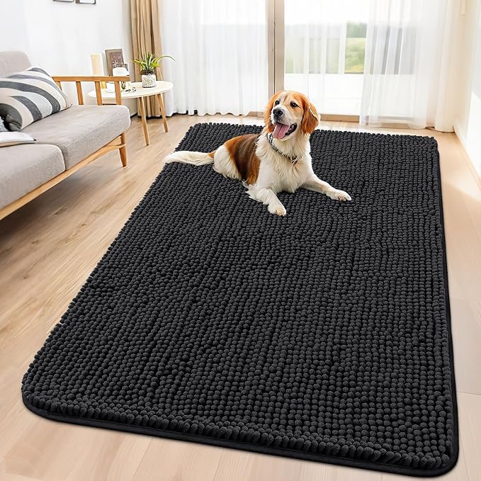 Smiry Dog Door Mat for Muddy Paws 59x35, Absorbent Dirt Trapper, Non-Slip by Smiry