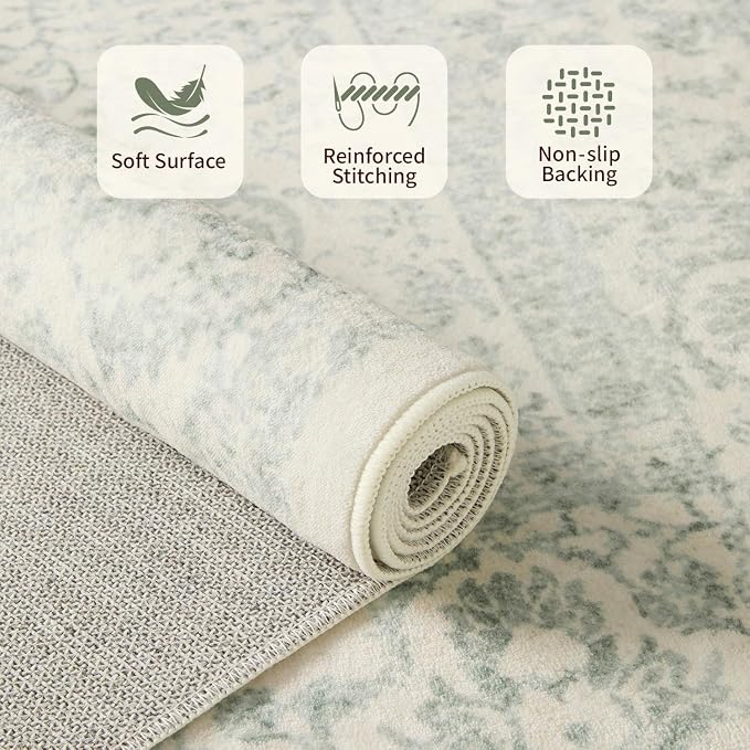 Rugxara Washable Area Rug for Living Room, Vintage Boho Rugs for Office - Image 5