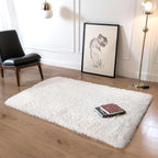 KICHOWUA Thick Area Rug Cream White Fluffy Shag 3x5 - Image 8