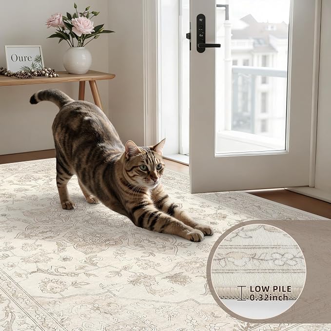 2'6''x8' Hallway Washable Runner Rug: Vintage Boho Neutral Kitchen Rug Soft - Image 5
