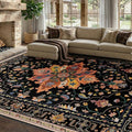 RELEANY Area Rugs 7'x9' Washable Non-Slip, Floral Vintage Distress Medallion by RELEANY