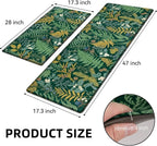 Dark Green Botanical Kitchen Rugs Set of 2 Plant Leaf Anti-Fatigue Kitchen Mat - Image 2