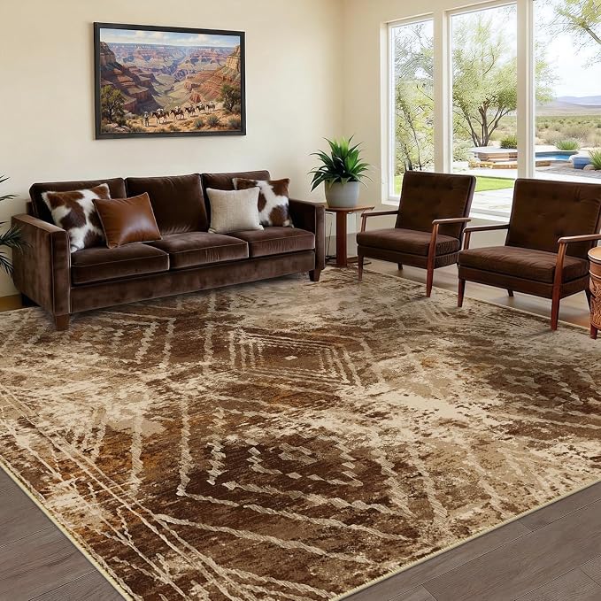 BESTSWEETIE Area Rug 9x12 Rug Machine Washable Non-Slip Low Pile Print Pattern - Image 2