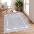 GarveeHome Scalloped Bow Rug for Living Room, Solid Grey Rug for Dorm, Washable by GarveeHome
