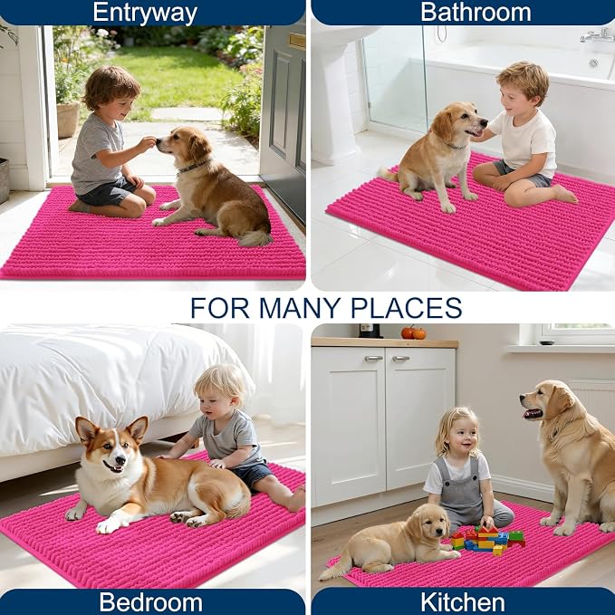 OLANLY Dog Door Mat for Muddy Paws 36x24, Ultra Absorbent Chenille Mud Doormat - Image 8