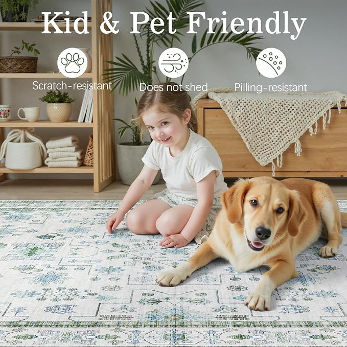 DCX Green 4x6 Rug, Kid & Pet Friendly - Image 7