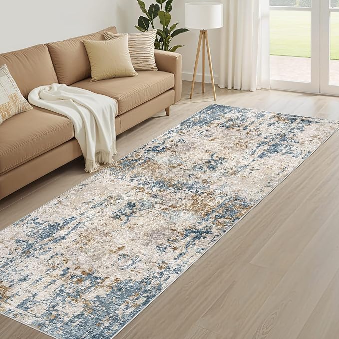 Runner Rug Kitchen Washable Rugs: 3x10 Non-Slip Abstract Soft Modern Stain - Image 8