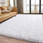 5x7 White Rugs for Bedroom, Soft Fluffy Shaggy Rugs for Living Room, Non-Slip by WISHTREE