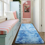 ONASAR Runner Rugs for Bedroom Living Room, Fluffy Tie-Dyed Blue 2x6 Bedside - Image 6