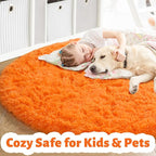 Amdrebio Orange Round Circle Rug 5Ft - Image 2