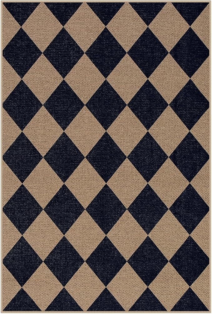 Lahome Colette Checkered Easy Jute Kitchen Rug, 2x3 Indoor Door Mat Small - Image 8