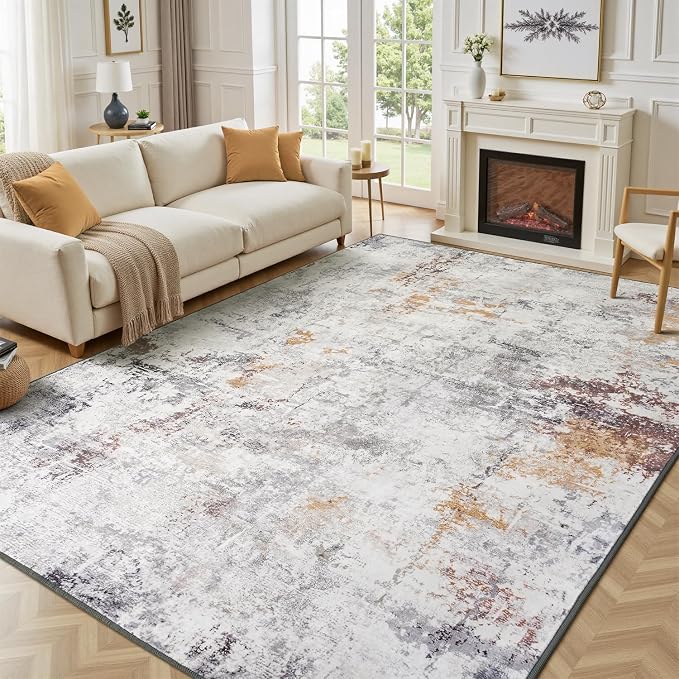 Rugflix 10x14 Area Rugs for Living Room, Washable Large Rug Stain-Resistant Low by RugflixAreaRugs