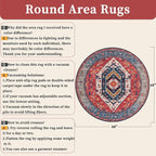 SERISSA 4ft Round Area Rug, Washable Non-Slip Boho Circle Rug, Ultra Soft - Image 2
