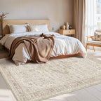 Rugxara Washable Area Rug for Living Room, Vintage Neutral Boho Rugs for Office - Image 4