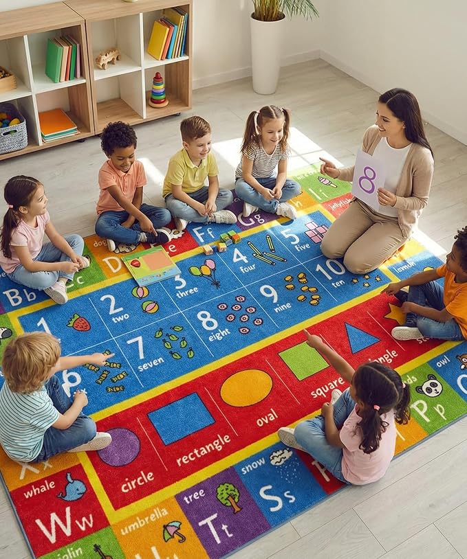 KC Cubs: Educational Rug: ABC Alphabet, Numbers & Shapes by KCCubsKidsHomeandFurnishing