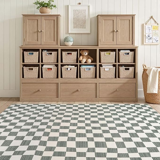 jinchan 5x7 Checkered Area Rugs - Image 5
