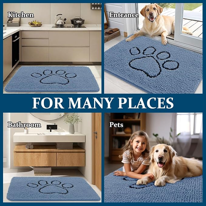OLANLY Dog Door Mat for Muddy Paws 30x20, Paw Print Design, Absorbs Moisture - Image 8