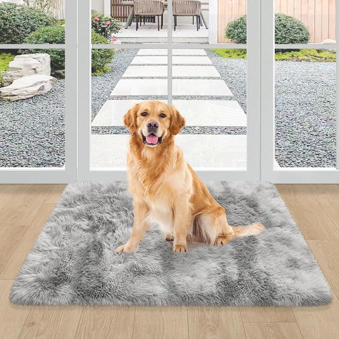 2x3 ft Shaggy Tie Dyed Grey Rug Small, Fluffy Furry Area Rugs - Image 8
