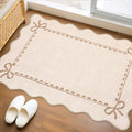 GarveeHome Scalloped Bow Rug for Kitchen Floor, Solid Beige Rug for Dorm by GarveeHome