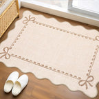 GarveeHome Scalloped Bow Rug for Kitchen Floor, Solid Beige Rug for Dorm by GarveeHome