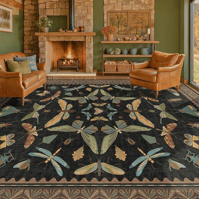 Big Black Area Rug for Living Room by HazoHaus