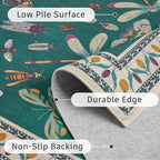 DCX 6x9 Washable Insect Rug, Vintage Gothic Deep Teal Rug - Image 7