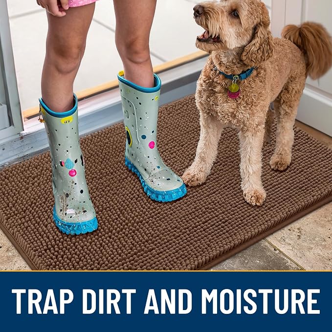 Smiry Dog Door Mat for Muddy Paws 24x16, Absorbent Dirt Trapper, Non-Slip - Image 3