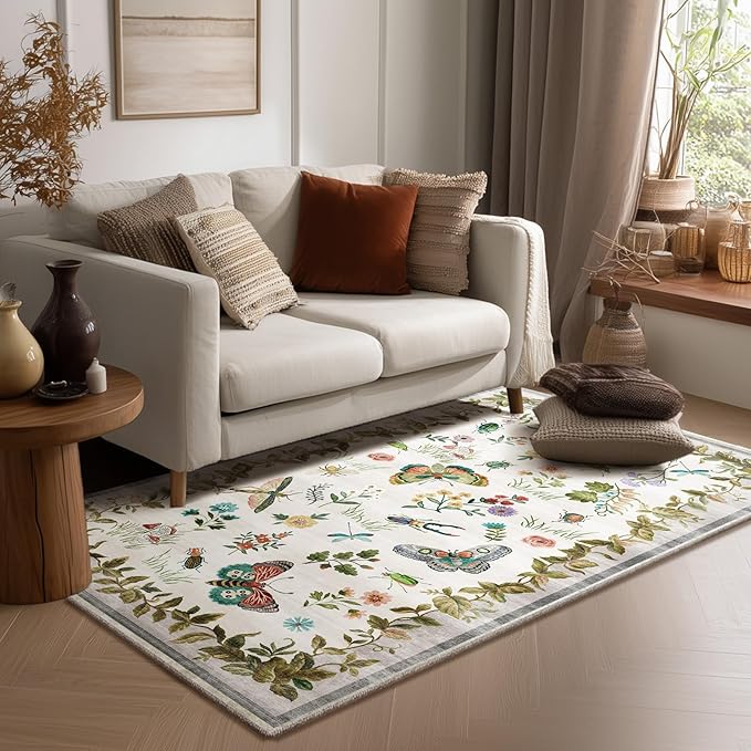 4x6 Washable Area Rugs for Entryway: Small Living Room Rug Stain Resistant Non by palohom
