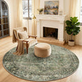 4x4 Round Bedroom Rug Washable: Living Room Rugs Stain Resistant Non Slip Low by palohom