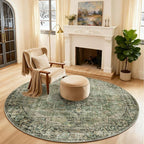 4x4 Round Bedroom Rug Washable: Living Room Rugs Stain Resistant Non Slip Low by palohom