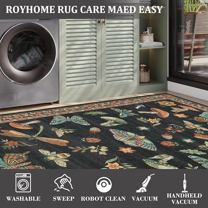 Mushroom 2x6 Runner Rug for Hallway Washable Kitchen Rugs Non Slip Low-Pile - Image 5