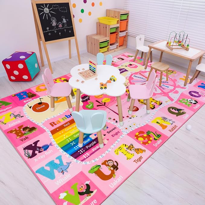 Kids Rugs for Playroom Bedroom Classroom Nursery, Non-Slip and Washable Rugs - Image 4