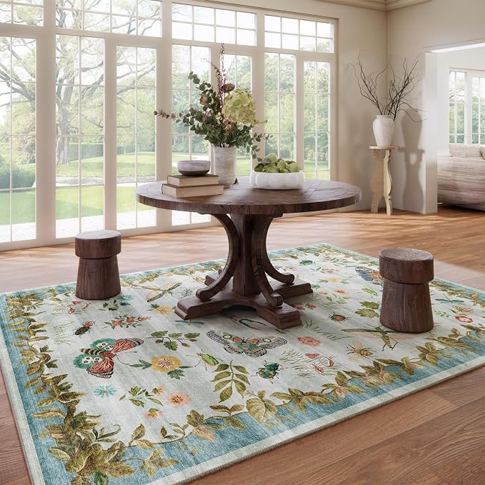 Machine Washable Rug for Living Room: 9x12 Area Rugs Vintage Rug Stain - Image 7