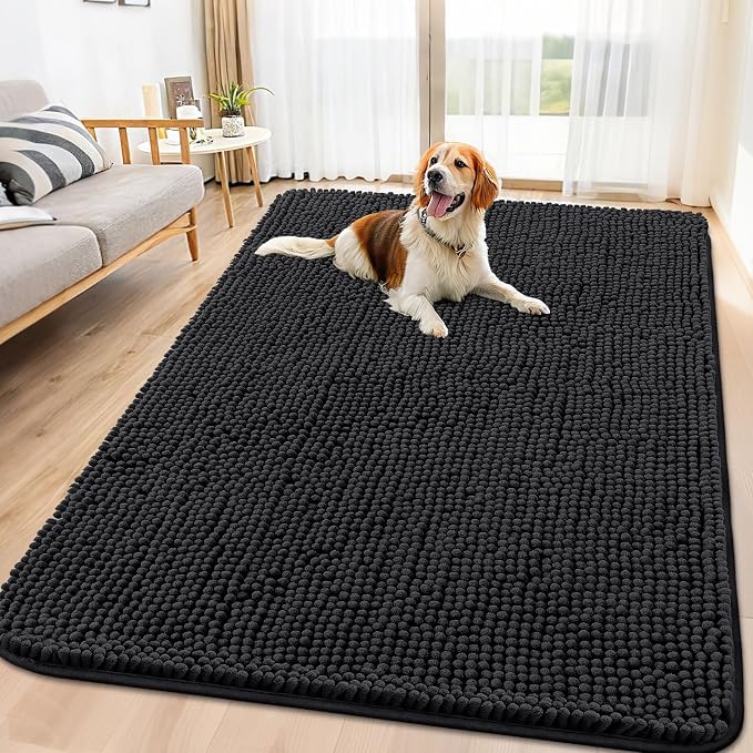 Smiry Dog Door Mat for Muddy Paws 70x32, Absorbent Dirt Trapper, Non-Slip by Smiry
