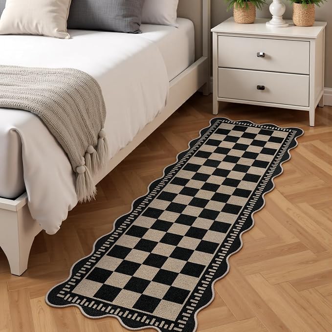 Checkered 2x6 Kitchen Runner Rug, Washable Rugs - Image 8