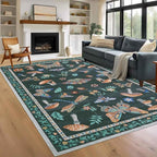 Mushroom 9x12 Rug for Living Room Non Slip Washable 9 x 12 Rug for Bedroom by ROYHOME