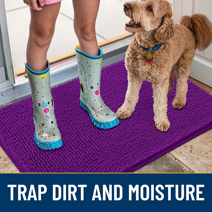 Smiry Dog Door Mat for Muddy Paws 40x32, Absorbent Dirt Trapper, Non-Slip - Image 3