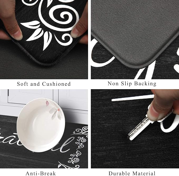 HEBE Anti Fatigue Kitchen Mat Set of 2 Non Slip Cushioned Kitchen Mats - Image 4