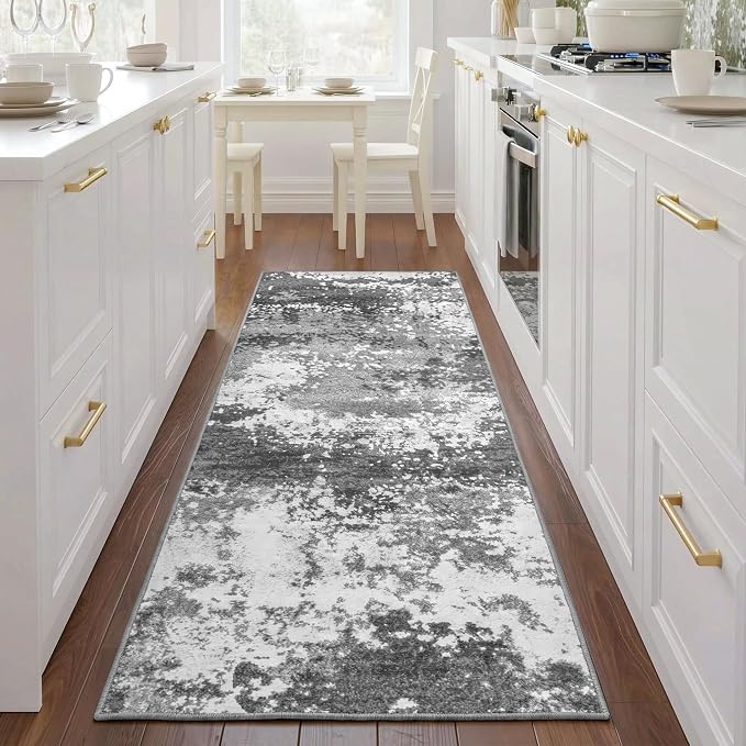 Grey 2x5 Washable Entryway Runner Rug Non Slip - Image 2