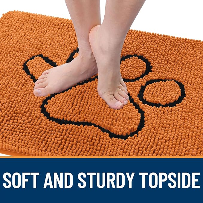 OLANLY Dog Door Mat for Muddy Paws 48x30, Paw Print Design, Absorbs Moisture - Image 4