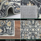 HEBE Hallway Runner Rug 2'x6' Washable Vintage Distressed Area Rugs Non Slip - Image 4