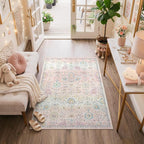 Lahome Girls Bedroom Pink Rug 3x5, Soft Washable Floral Area Rug - Image 8