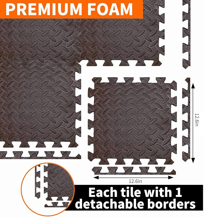 Gym Flooring for Home Gym, 12.6"x12.6"x0.4" EVA Exercise Mats, Puzzle Floor Mat - Image 8