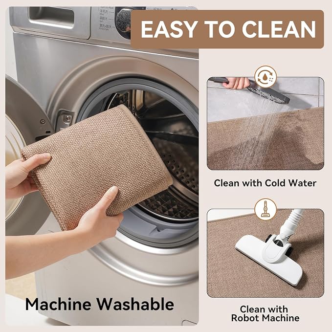 YDKGL Kitchen Rugs Mat Non Slip Washable, Linen-Look 0.3" Thick Soft Cushioned - Image 4