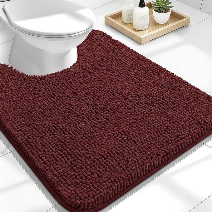 OLANLY Toilet Rugs U-Shaped 24x20, Extra Soft Absorbent Chenille Contour by OLANLY