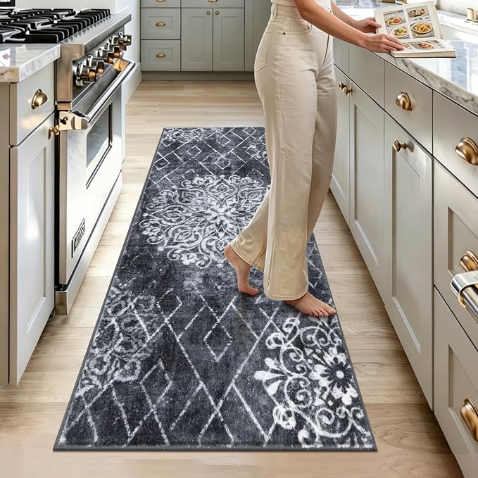 HEBE Washable Hallway Runner Rug 2'x 5' Non Slip Kitchen Rugs Runner, Low Pile - Image 9